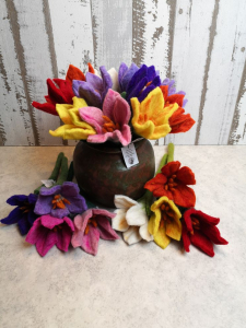 Fröhlich bunte Frühlingsblumen in verschiedenen Farben